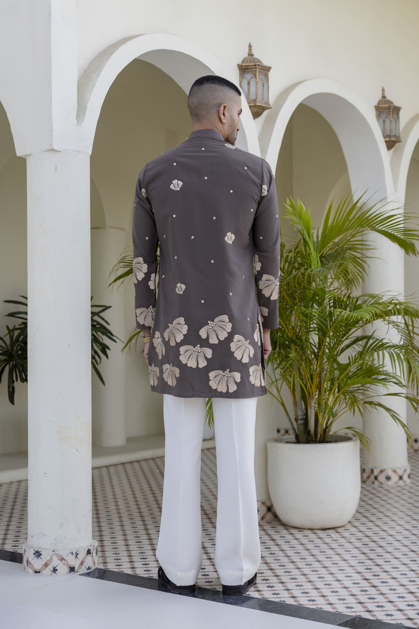 Embroidered Chained Kurta In Armani