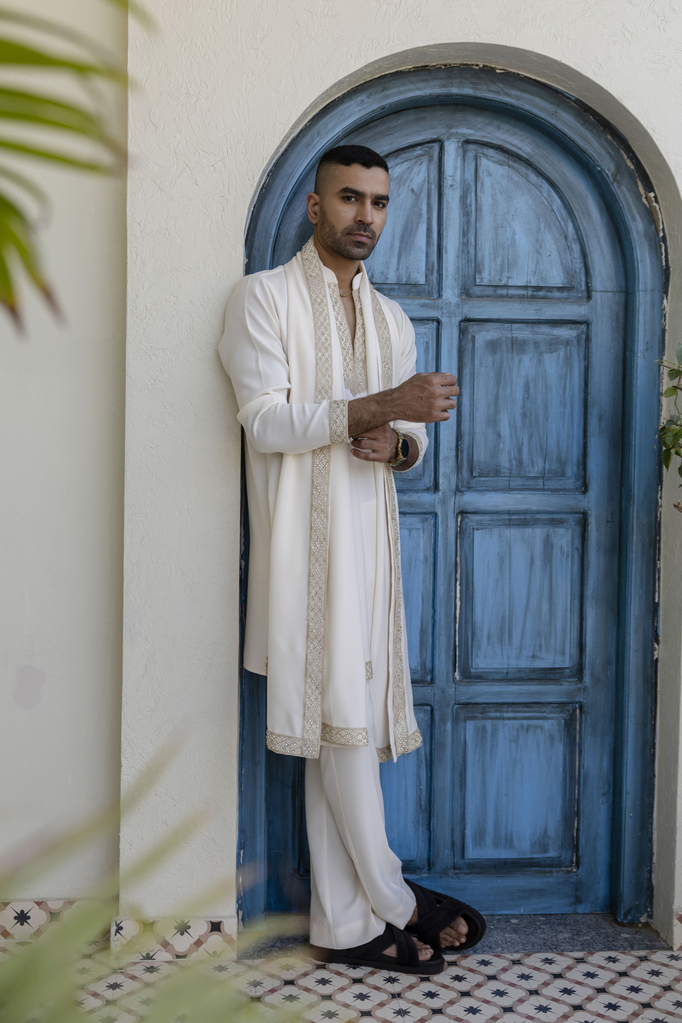 Laced Japanese Kurta With Dupatta In Off-White