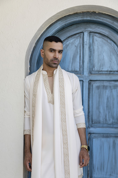 Laced Japanese Kurta With Dupatta In Off-White