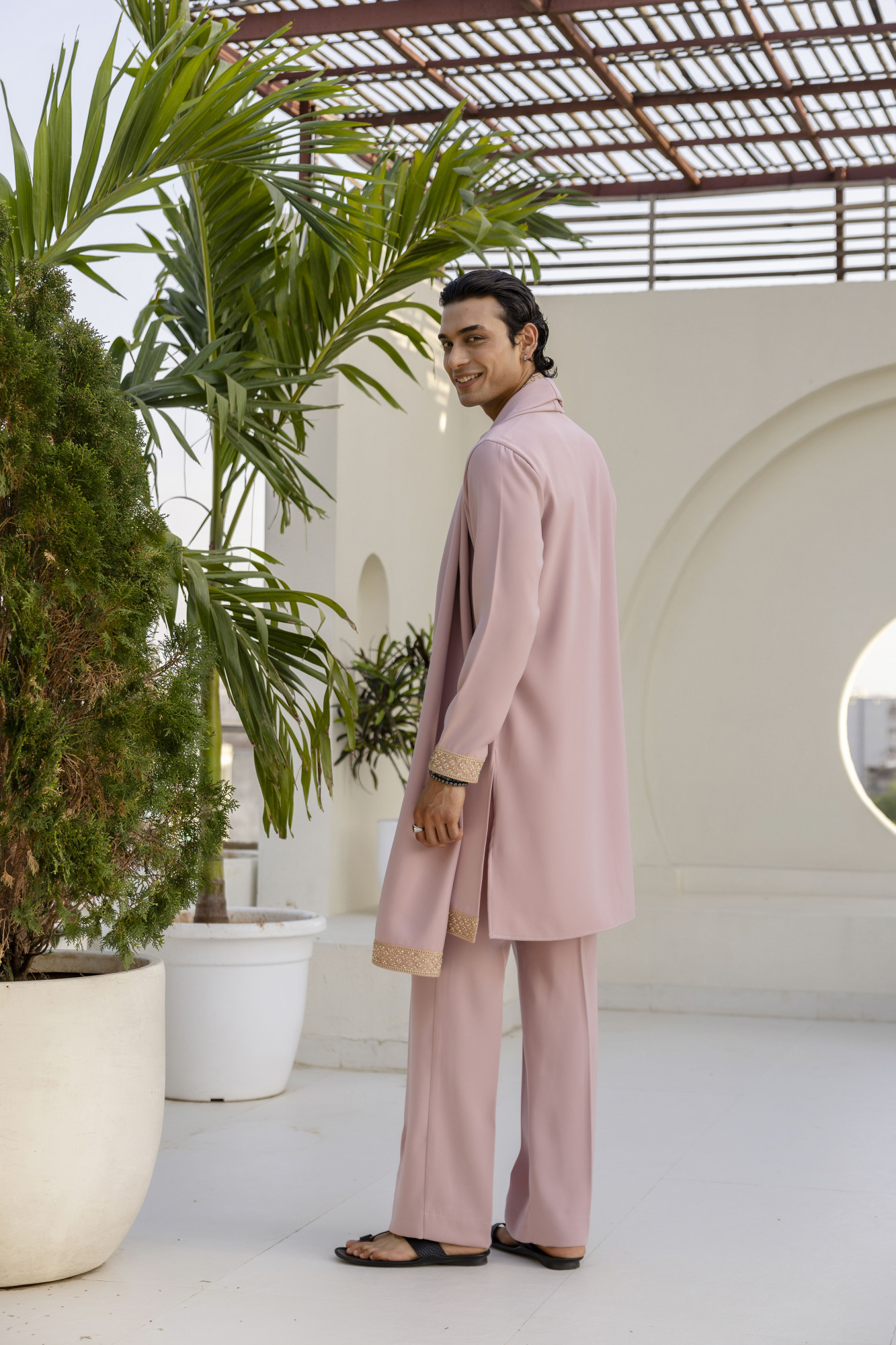 Laced Japanese Kurta With Dupatta In Pink