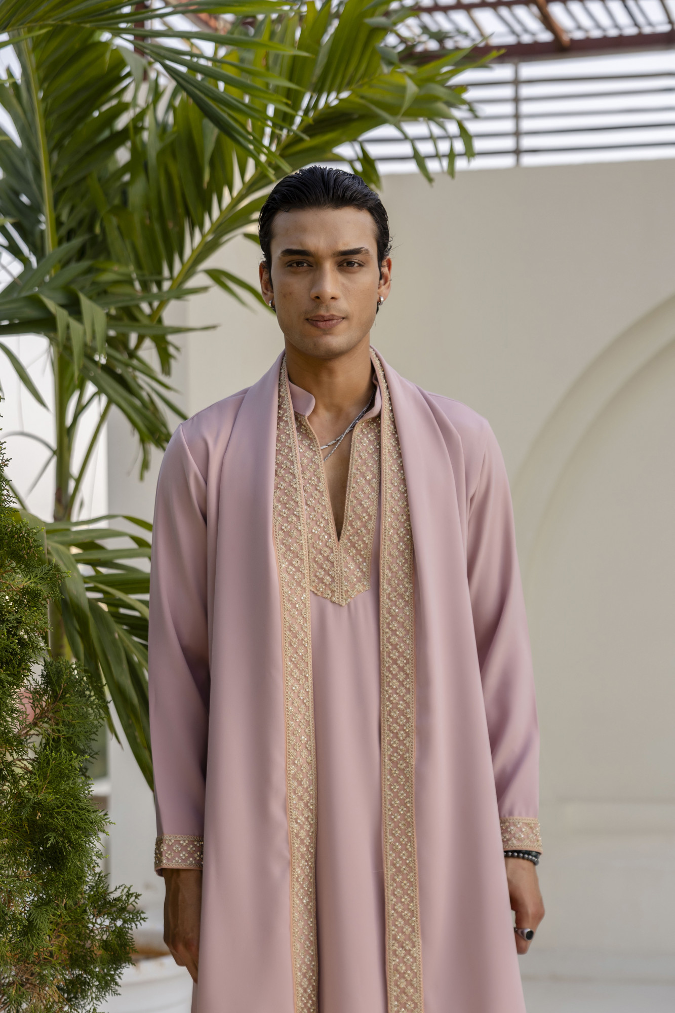 Laced Japanese Kurta With Dupatta In Pink