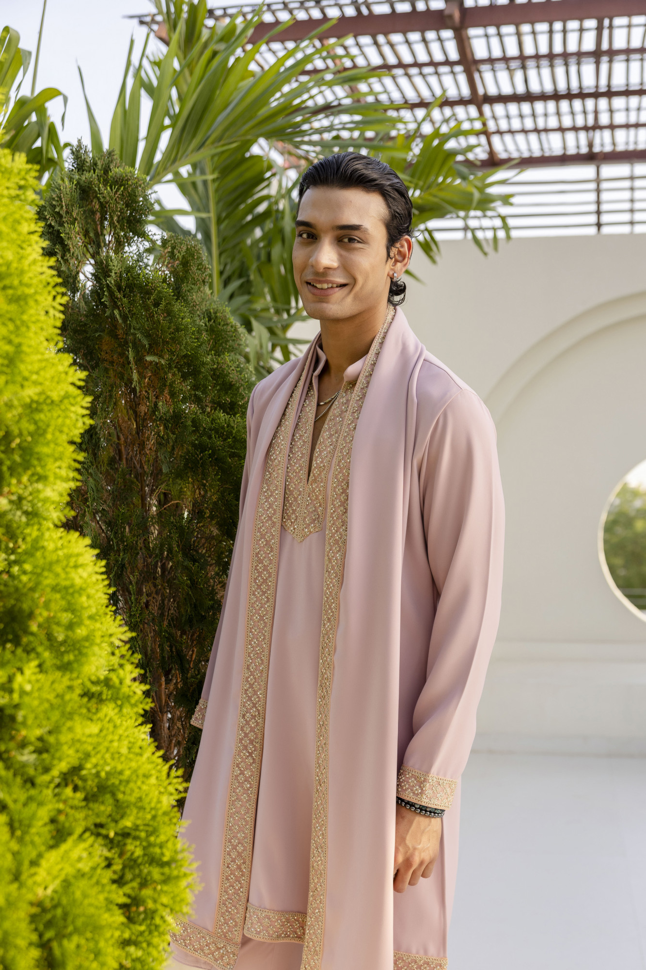 Laced Japanese Kurta With Dupatta In Pink
