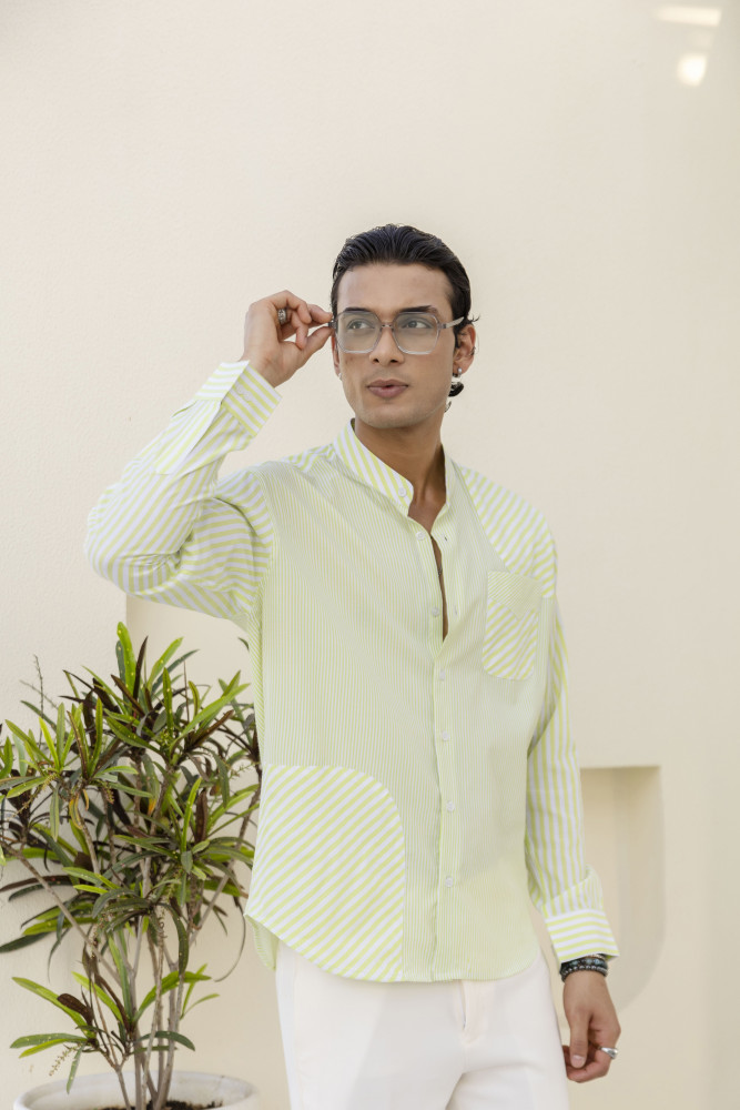 Image of Striped Candy Shirt In Green