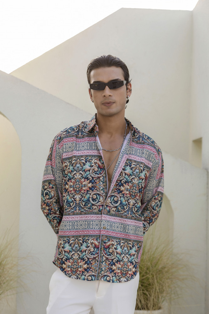 Image of Multicolor Abstract Print Shirt