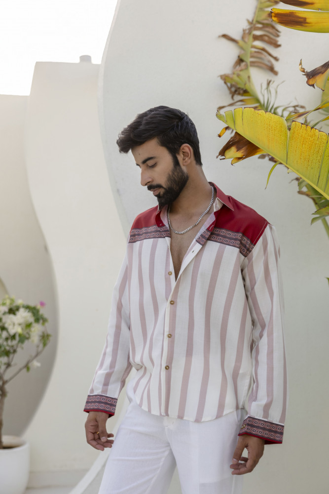 Image of Bold Striped Motif Shirt