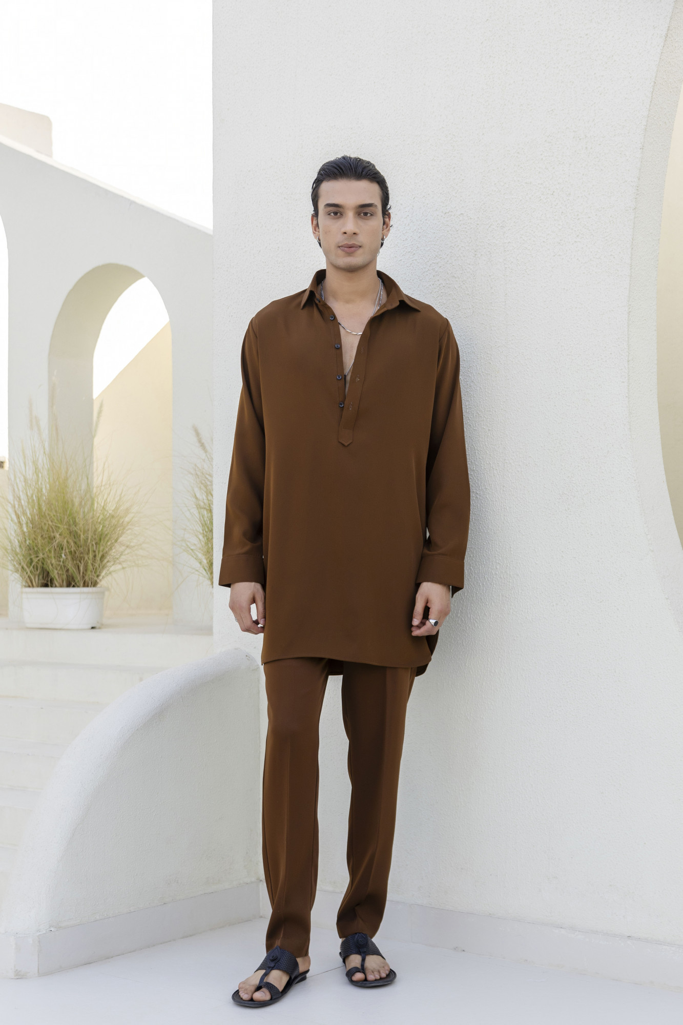 Lachka Pathani Kurta In Tan