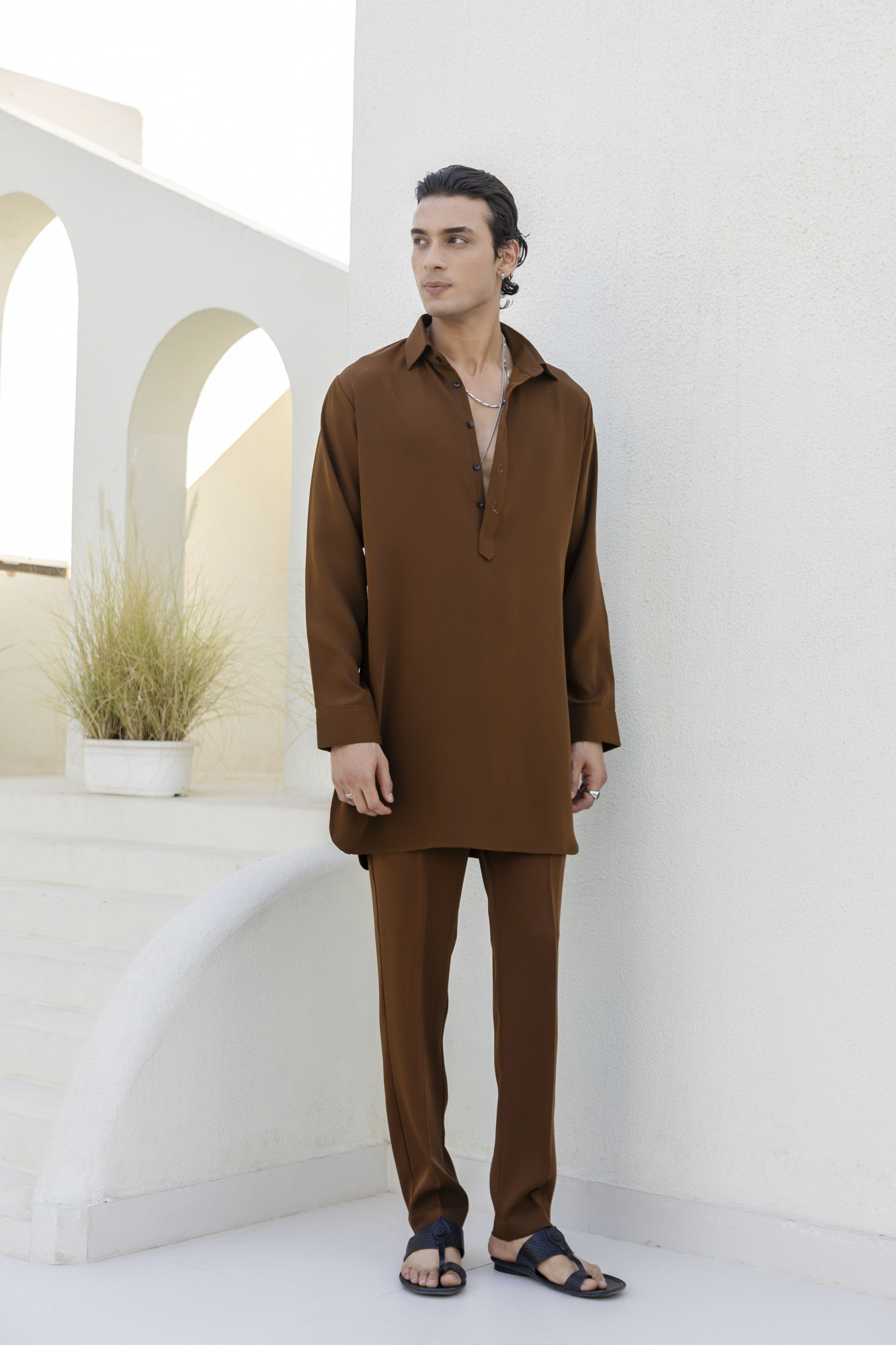 Lachka Pathani Kurta In Tan