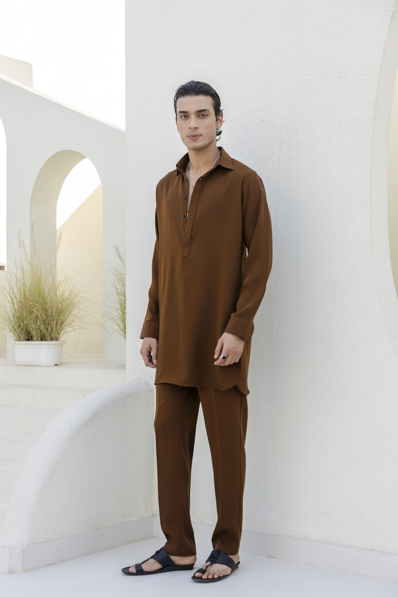 Lachka Pathani Kurta In Tan