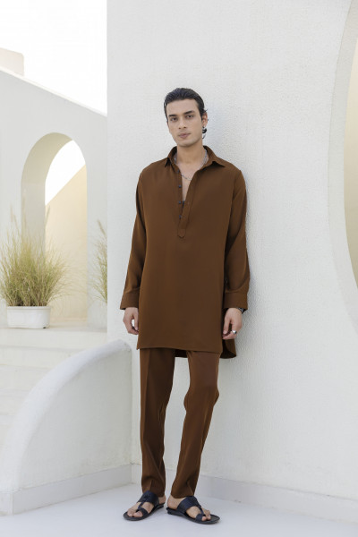 Lachka Pathani Kurta In Tan