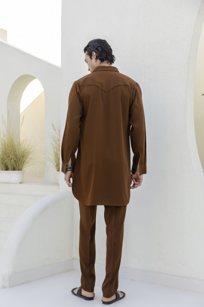 Lachka Pathani Kurta In Tan