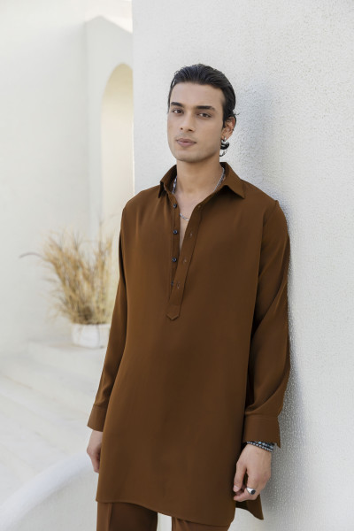Lachka Pathani Kurta In Tan