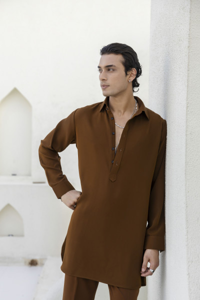 Lachka Pathani Kurta In Tan