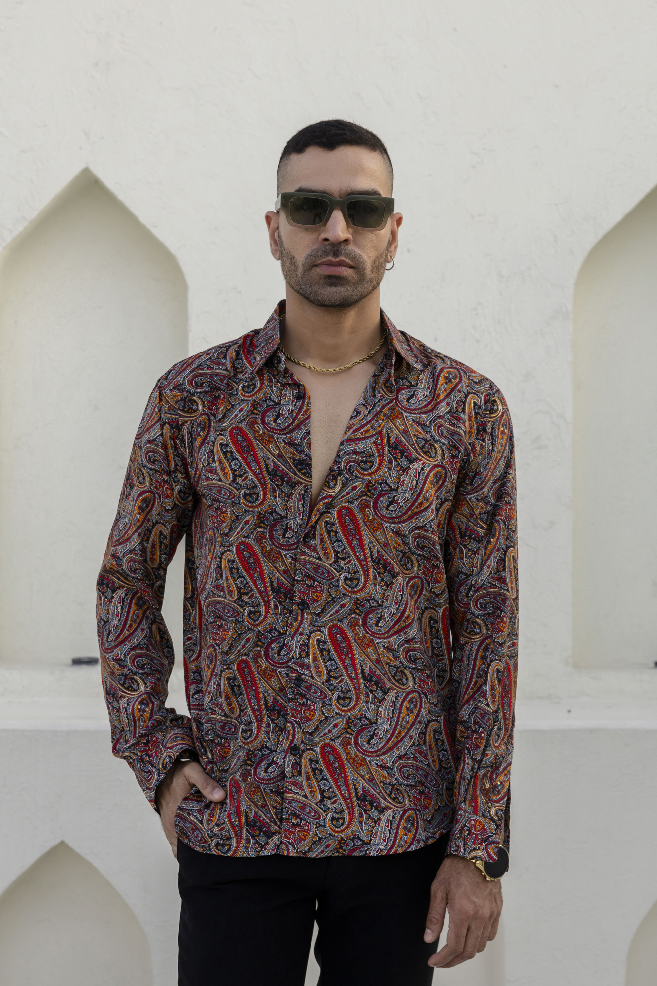 Abstract Print Flowing Shirt