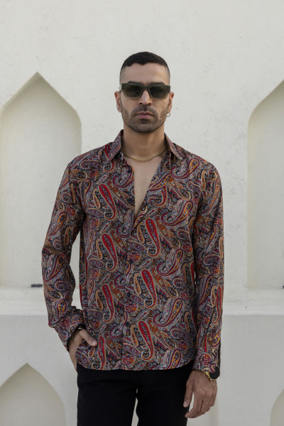 Abstract Print Flowing Shirt