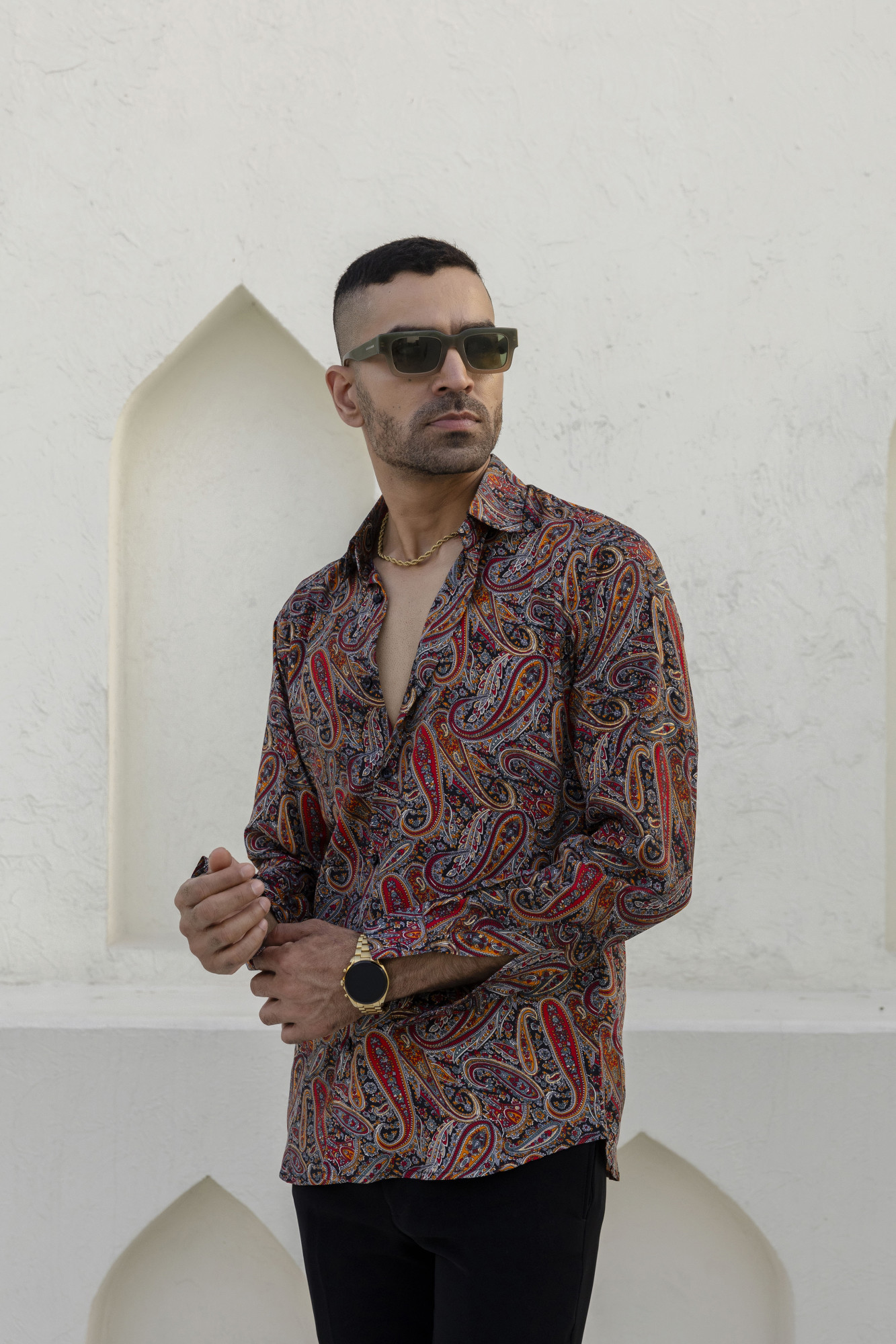 Abstract Print Flowing Shirt