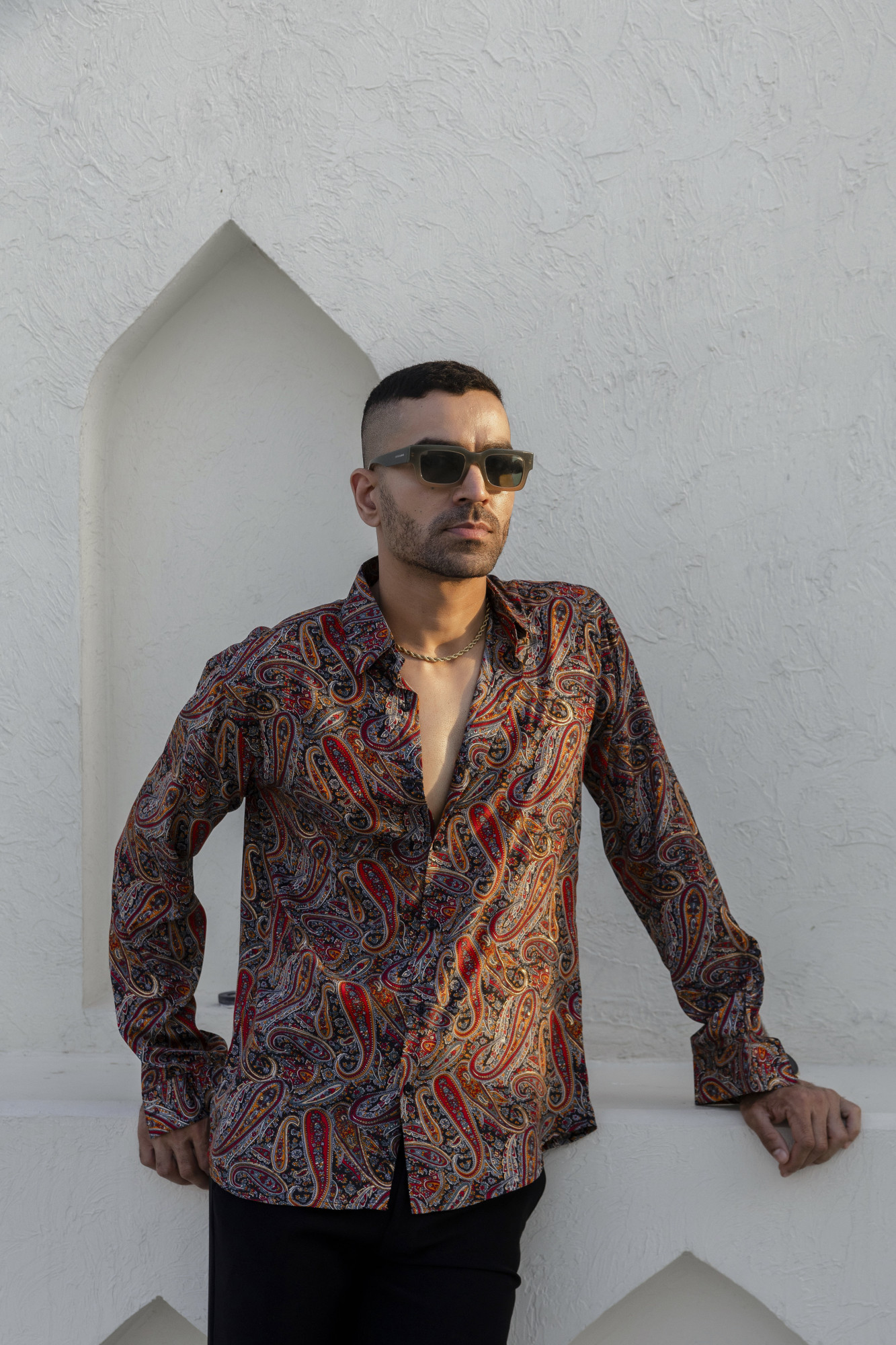 Abstract Print Flowing Shirt