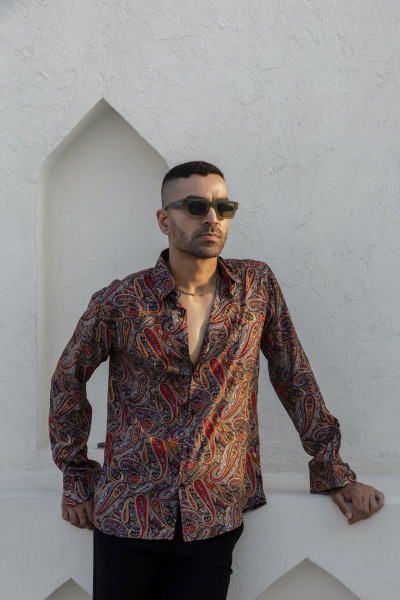 Abstract Print Flowing Shirt