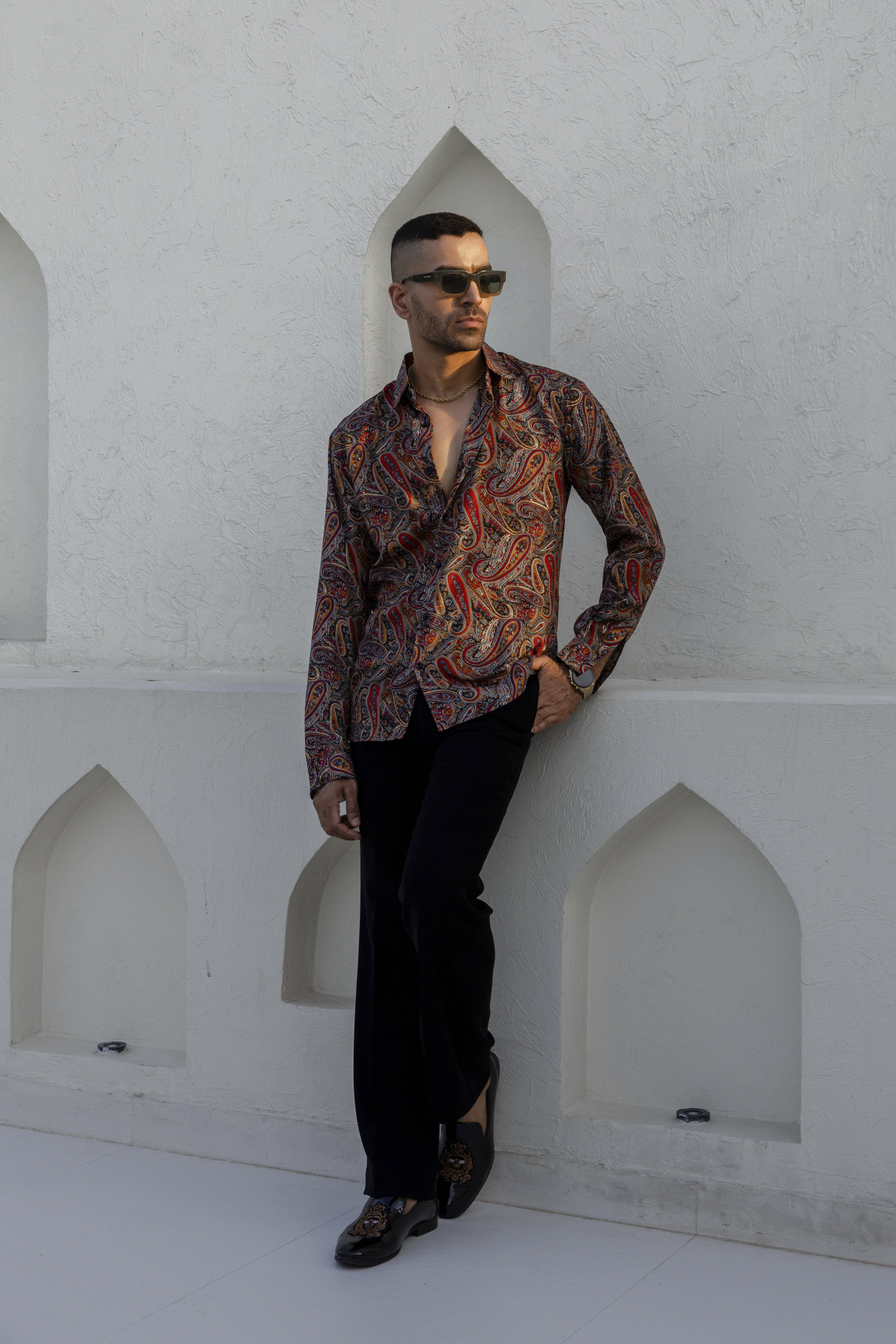 Abstract Print Flowing Shirt