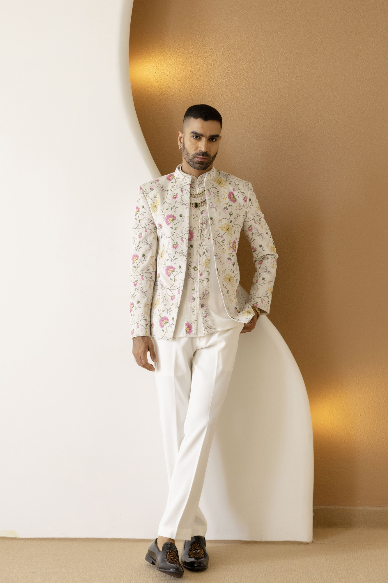 Off White Laced Short Kurta