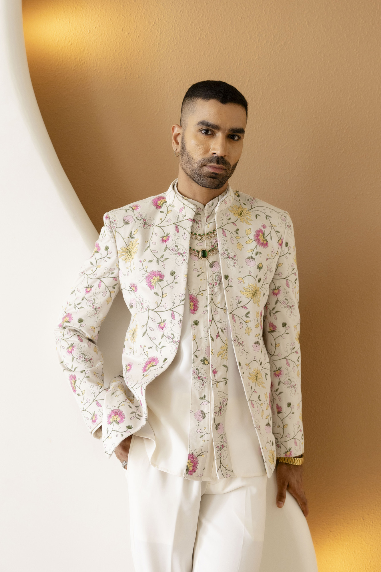 Off White Laced Short Kurta