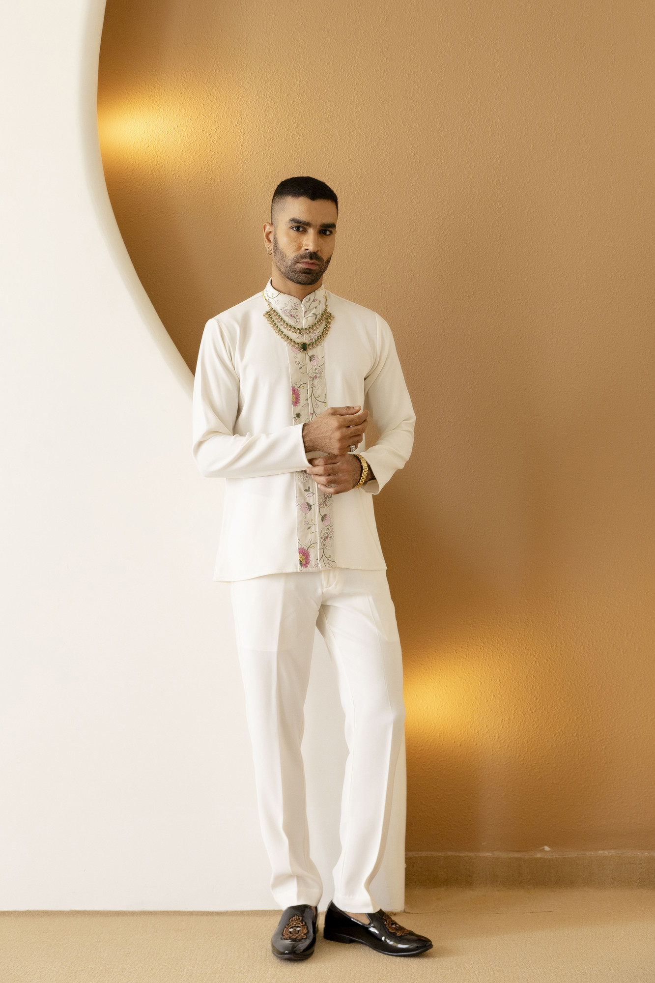 Off White Laced Short Kurta