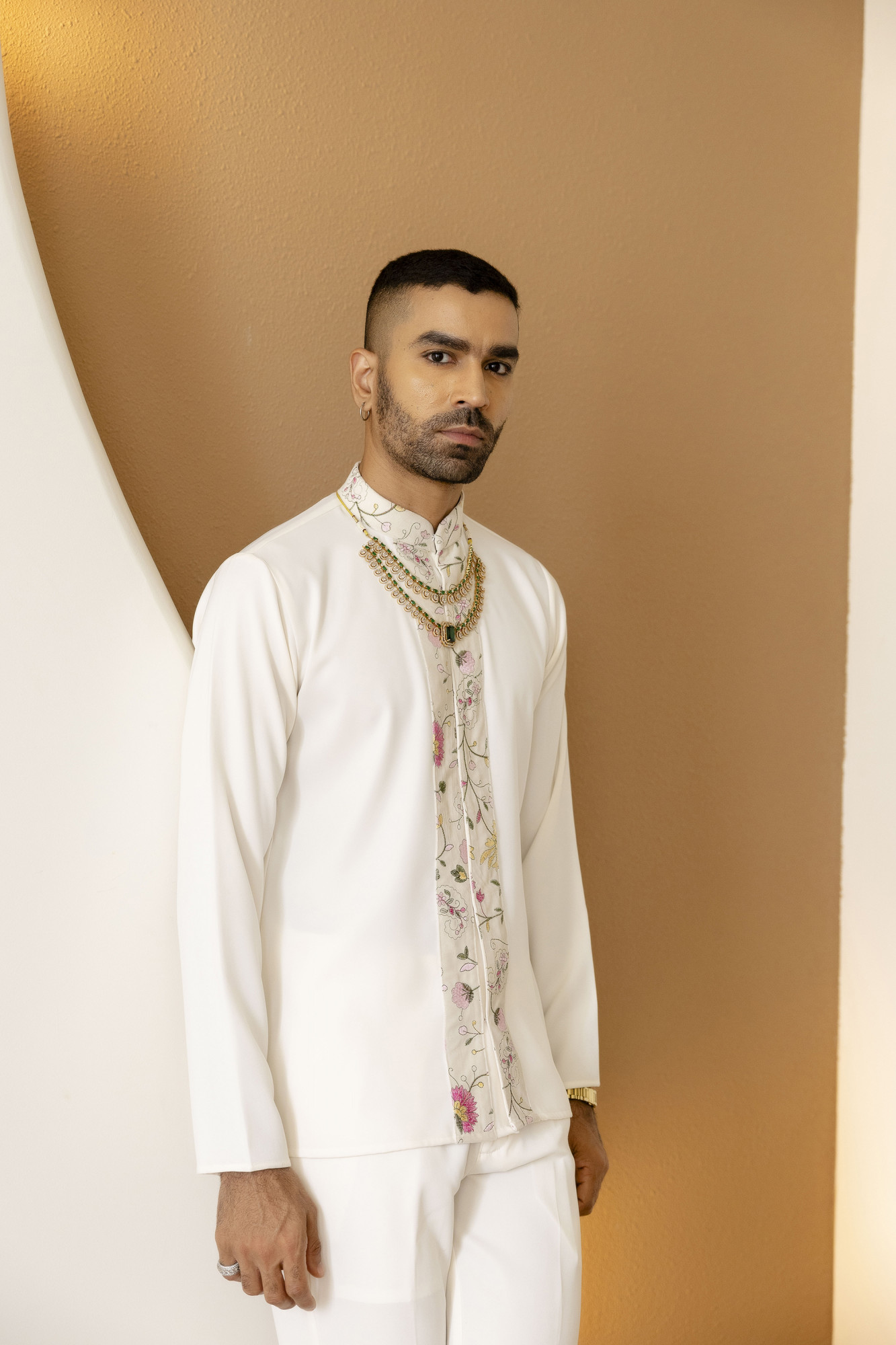 Off White Laced Short Kurta