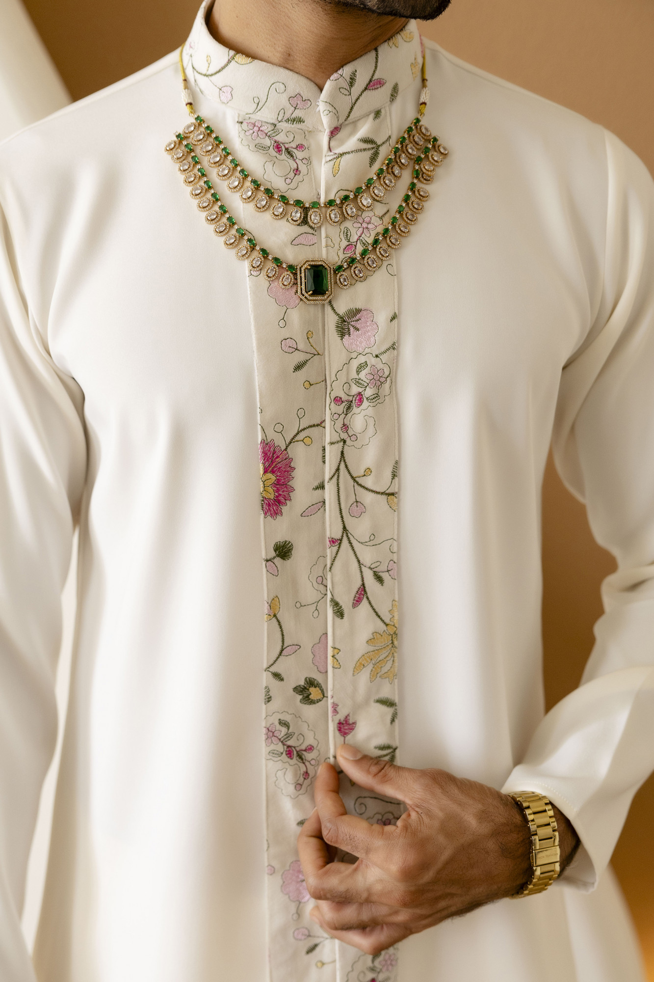 Off White Laced Short Kurta