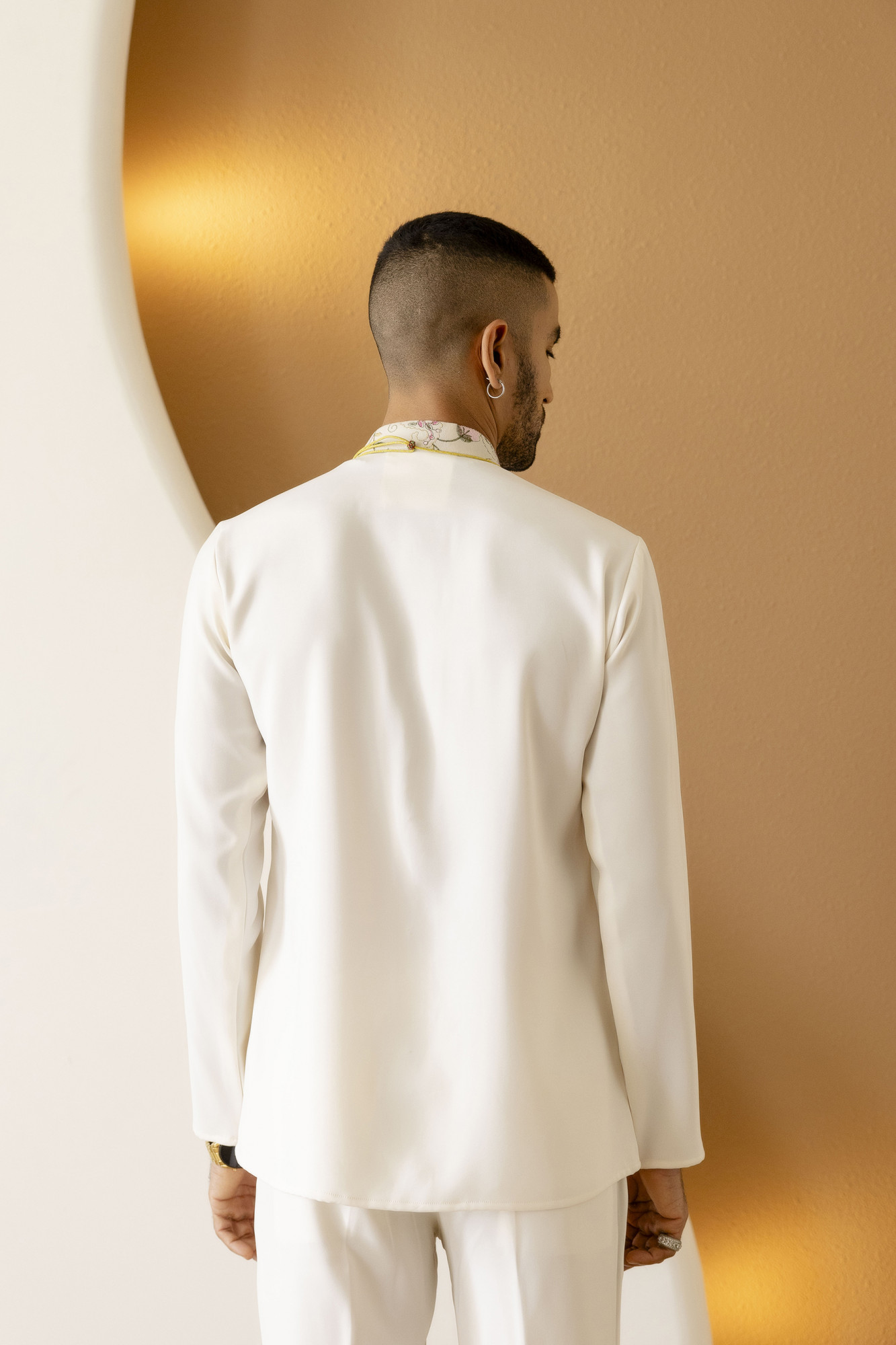 Off White Laced Short Kurta