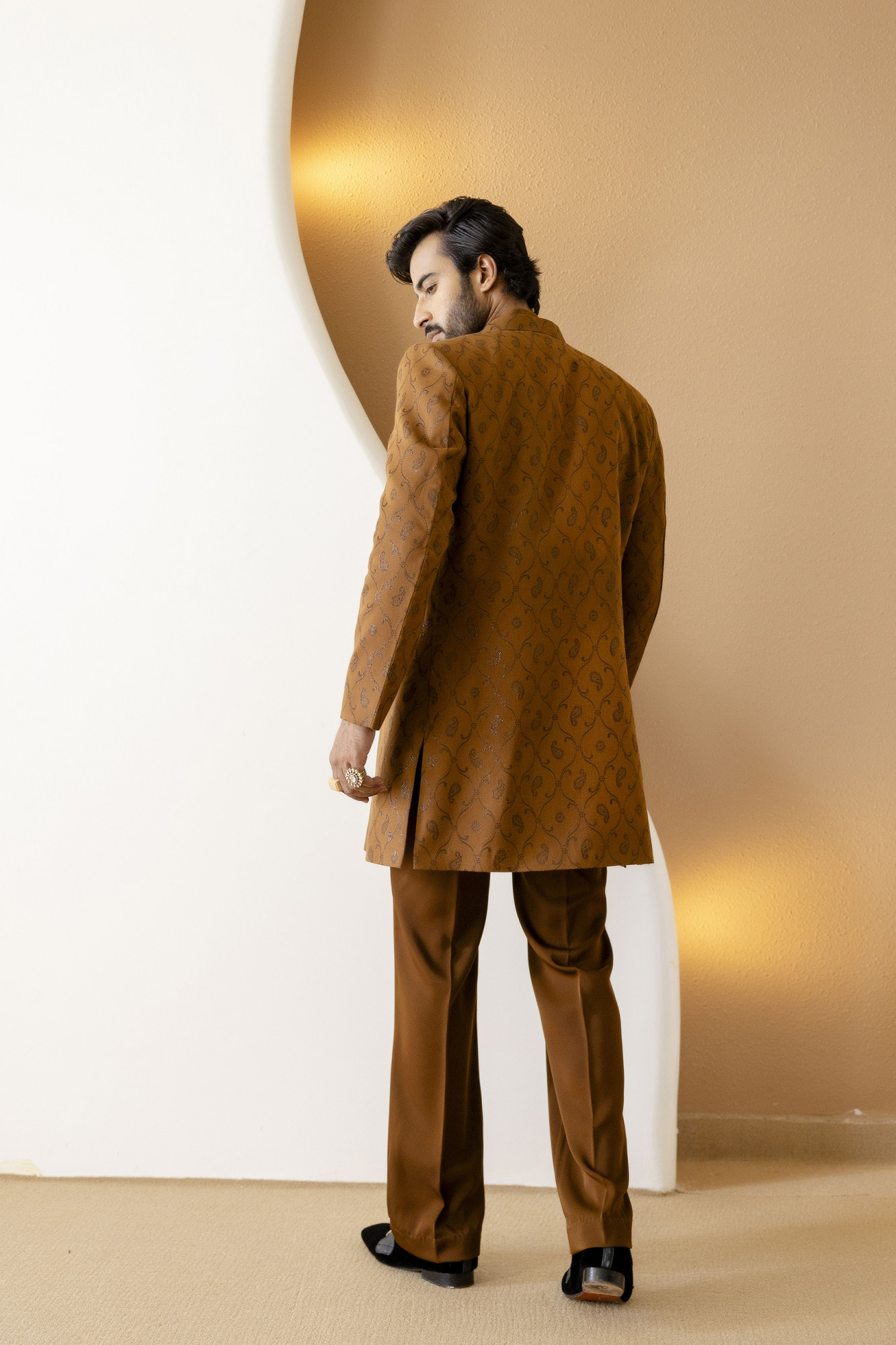 Open Bandhgala Jacket In Jacquard