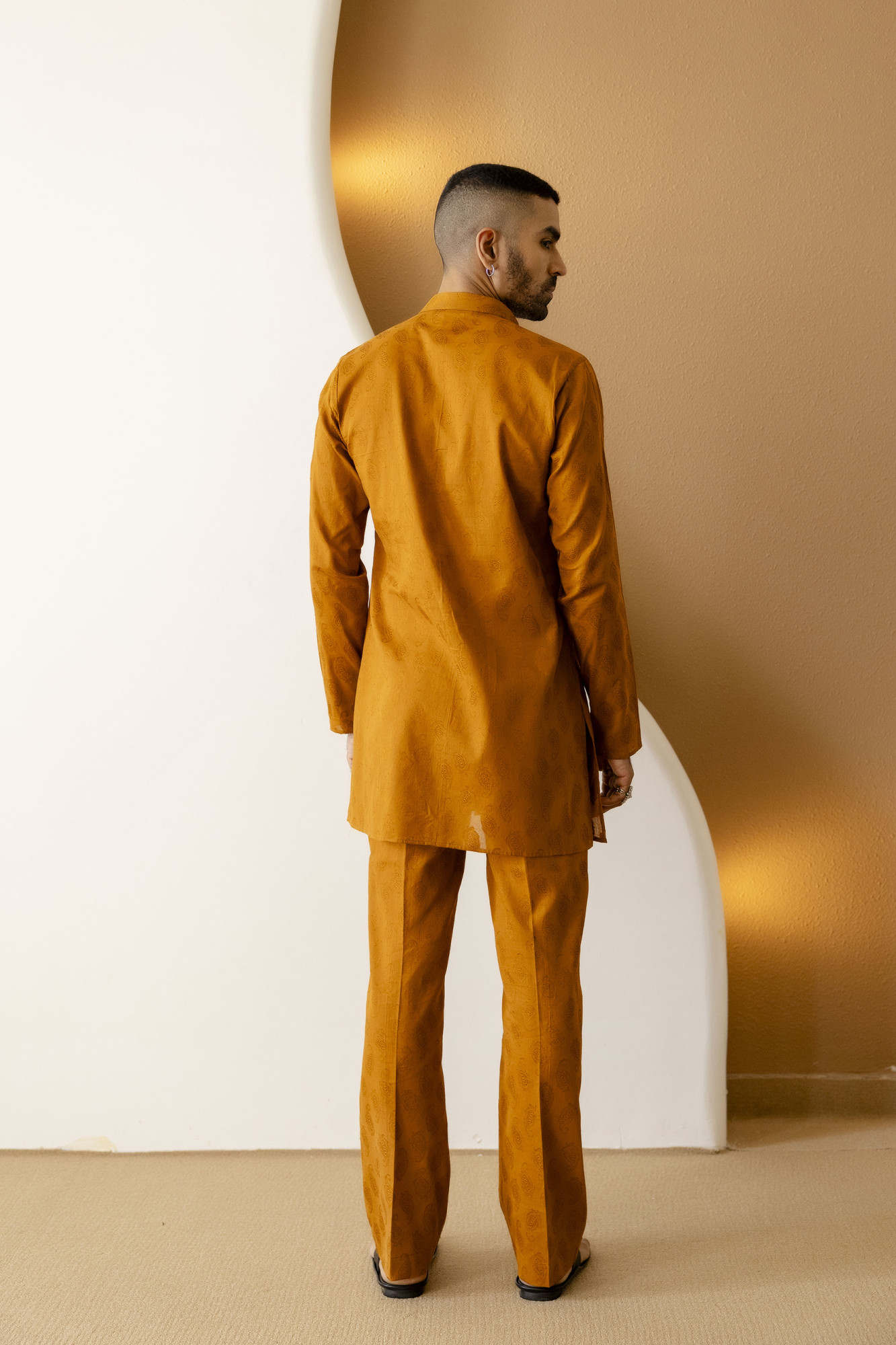 Cotton Jacquard Button Up Kurta