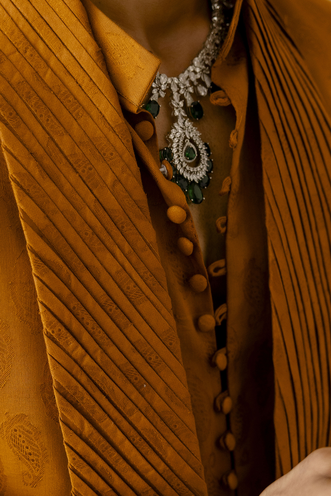 Cotton Jacquard Open Pintex Blazer