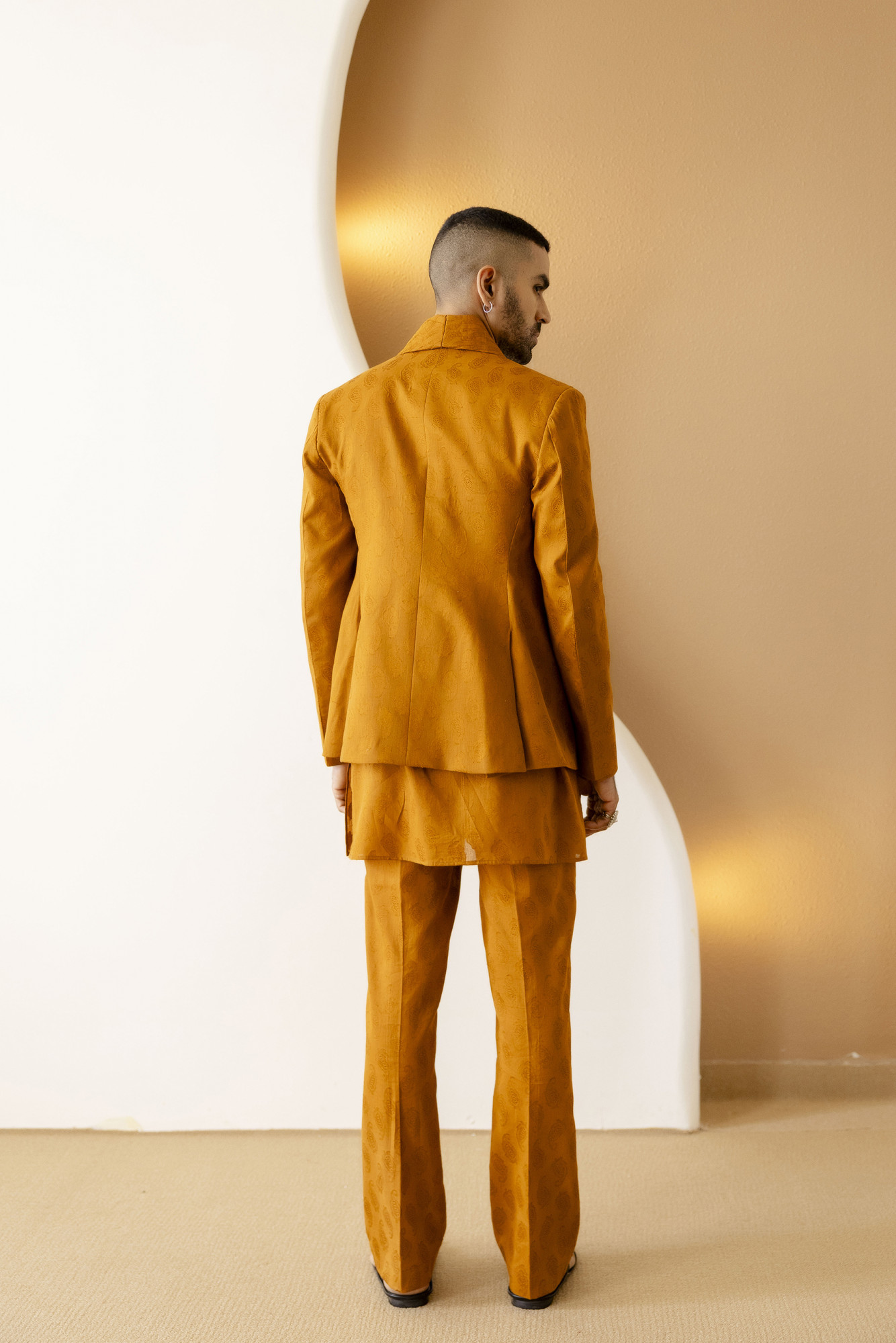 Cotton Jacquard Open Pintex Blazer