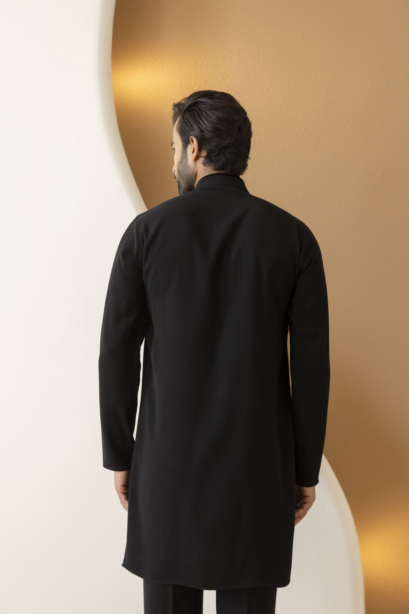 Pintex Neck Work Kurta In Zed Black