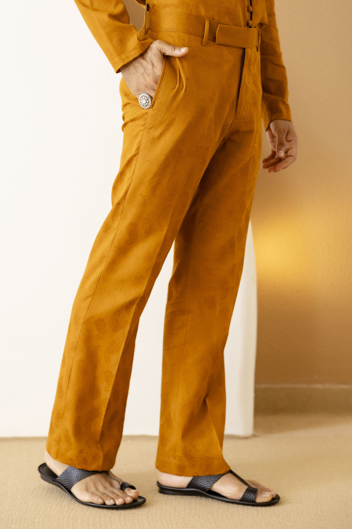 Flared Bootcut Pyjama Pants In Jacquard