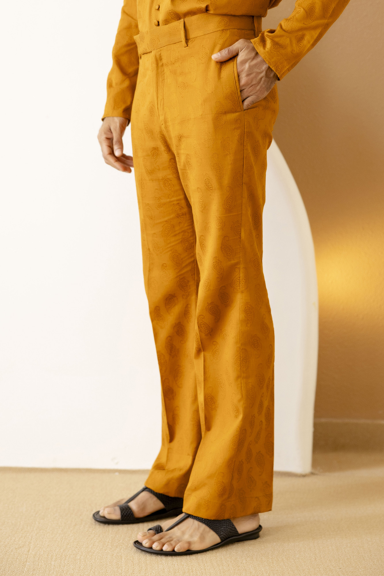 Flared Bootcut Pyjama Pants In Jacquard