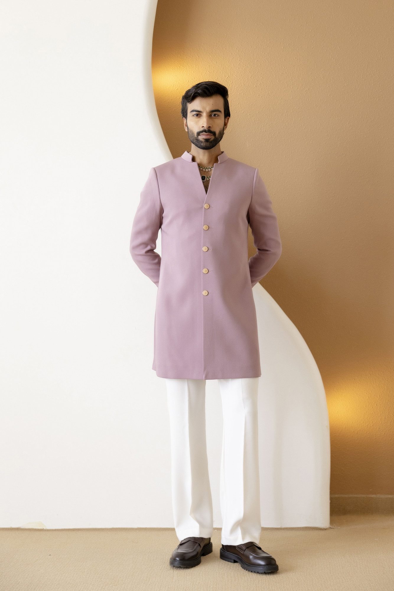 Tericott Achkan In Pink