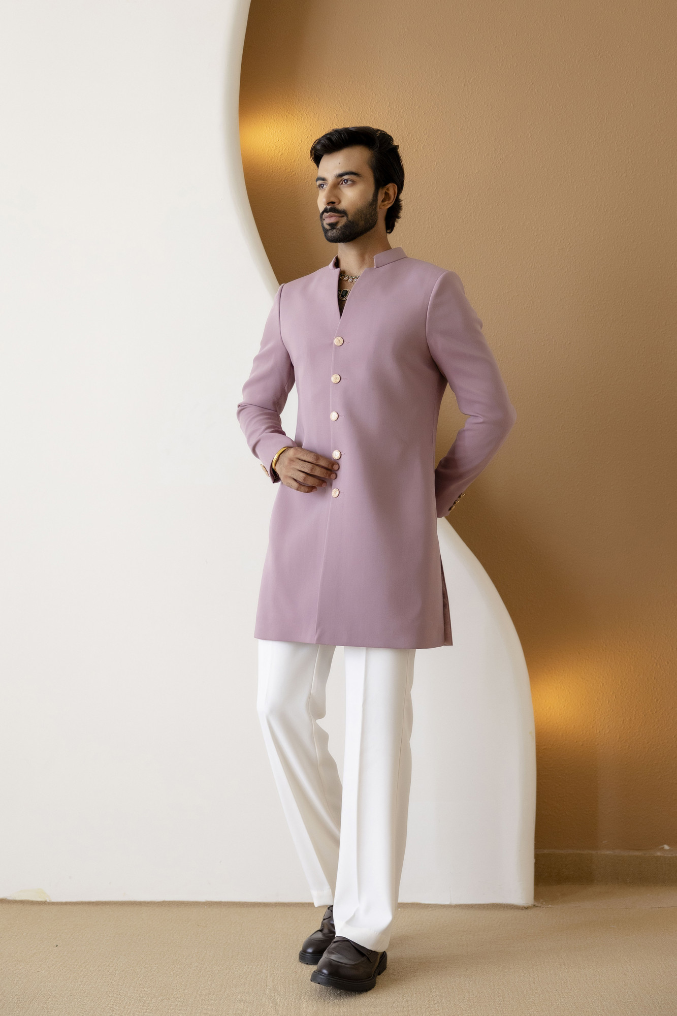 Tericott Achkan In Pink