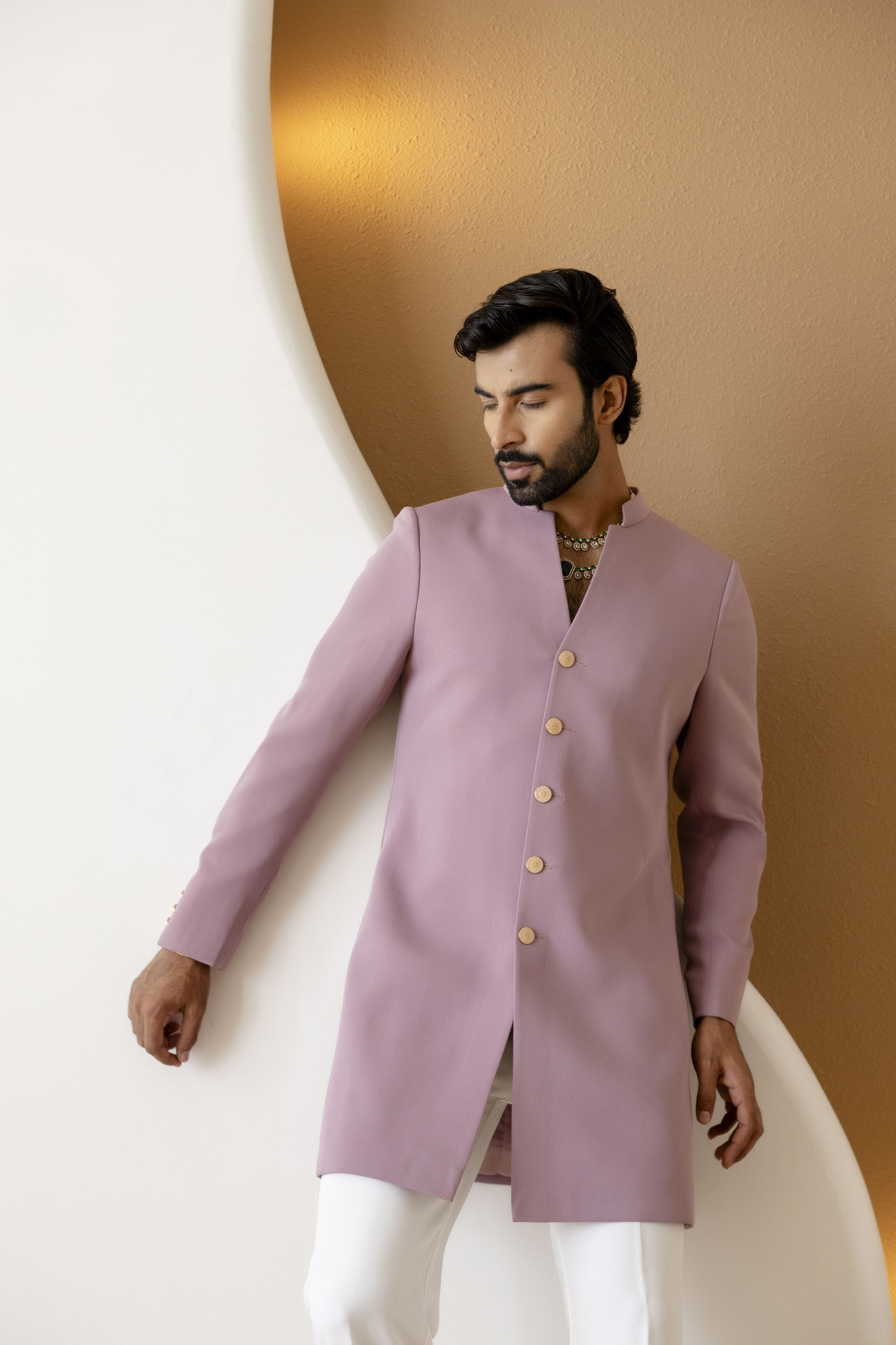 Tericott Achkan In Pink