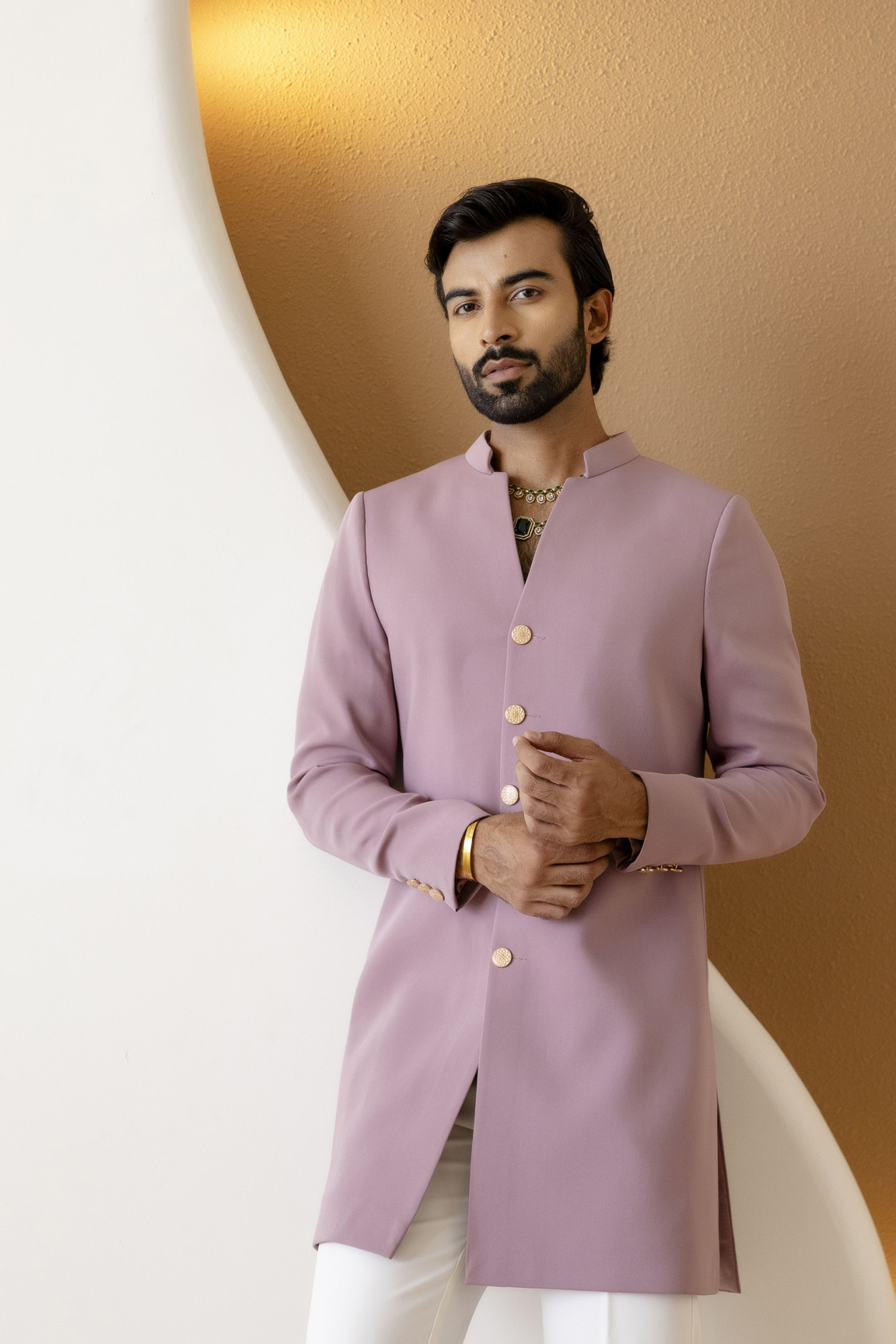 Tericott Achkan In Pink