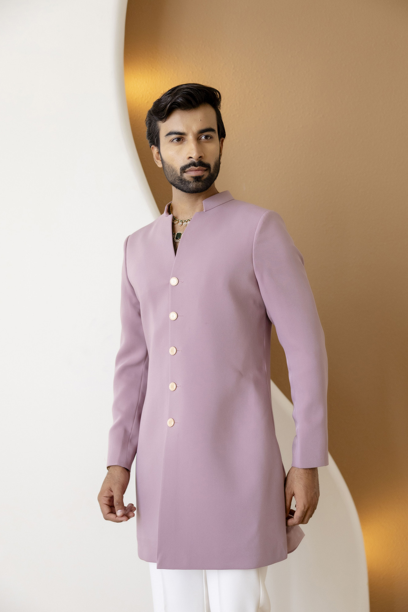 Tericott Achkan In Pink