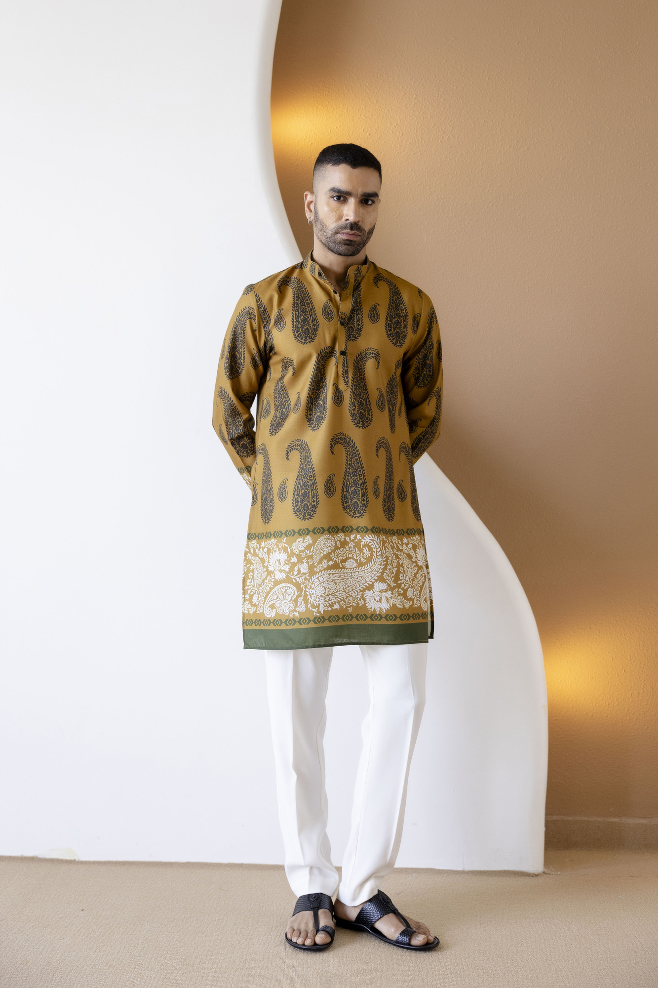 Kiyari Print Kurta In Rustic