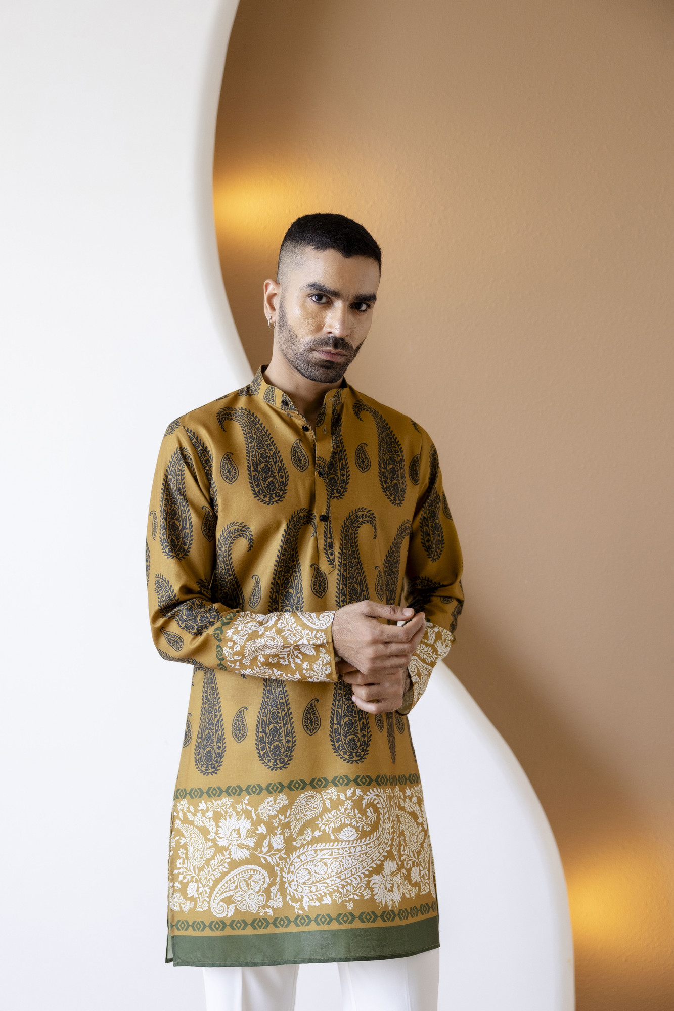 Kiyari Print Kurta In Rustic