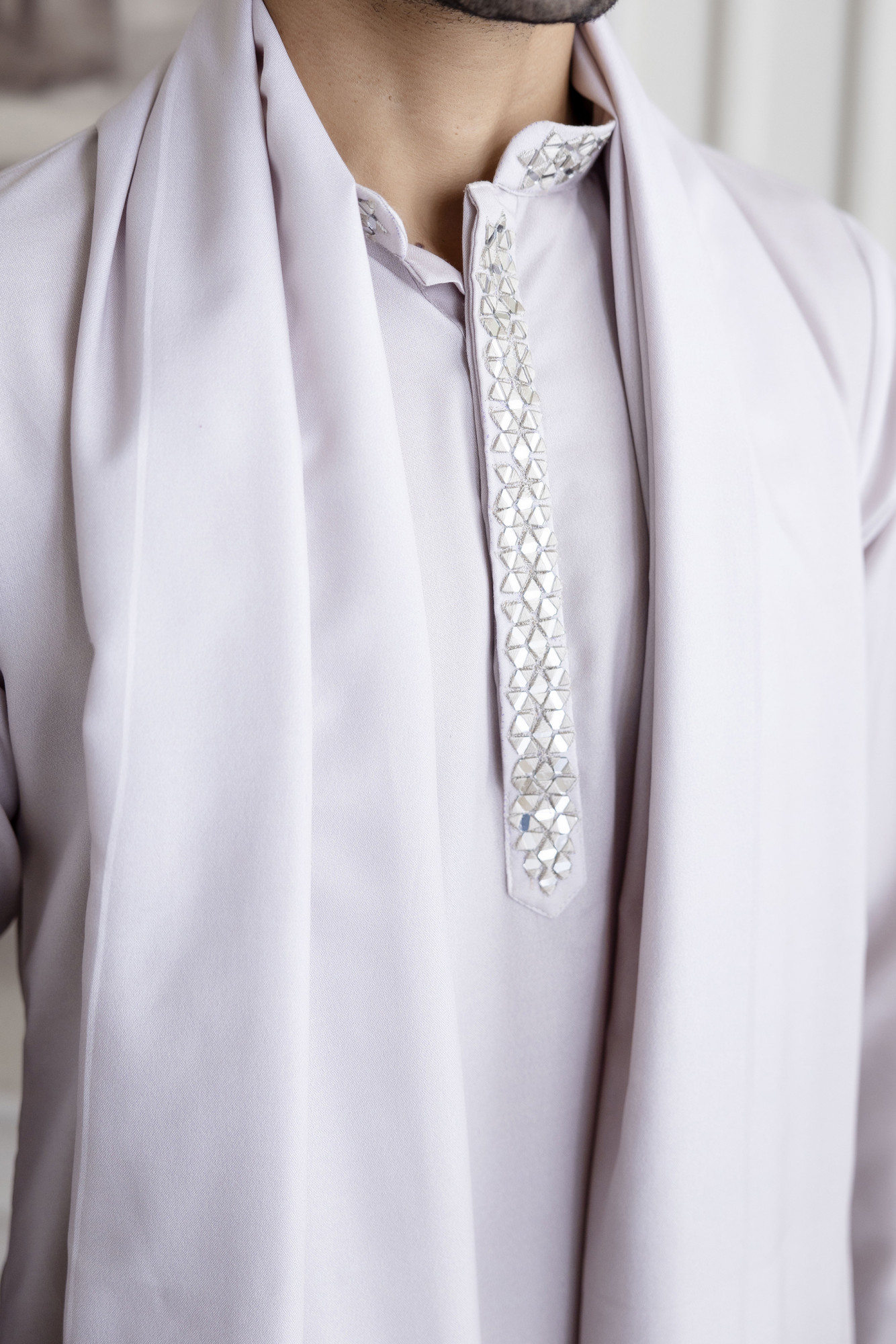 Ombre Kurta With Dupatta In Ash