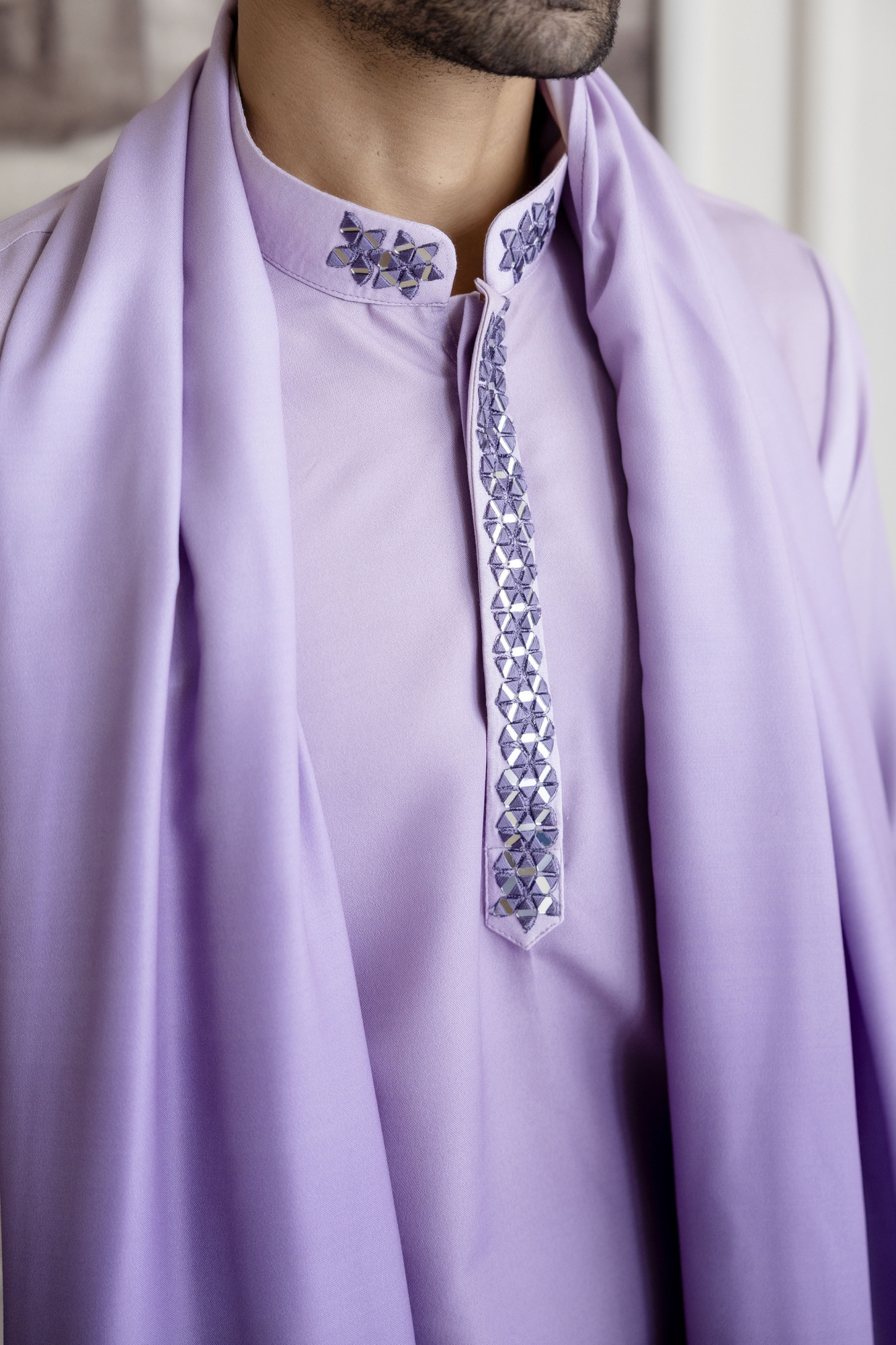 Ombre Kurta With Dupatta In Lavender
