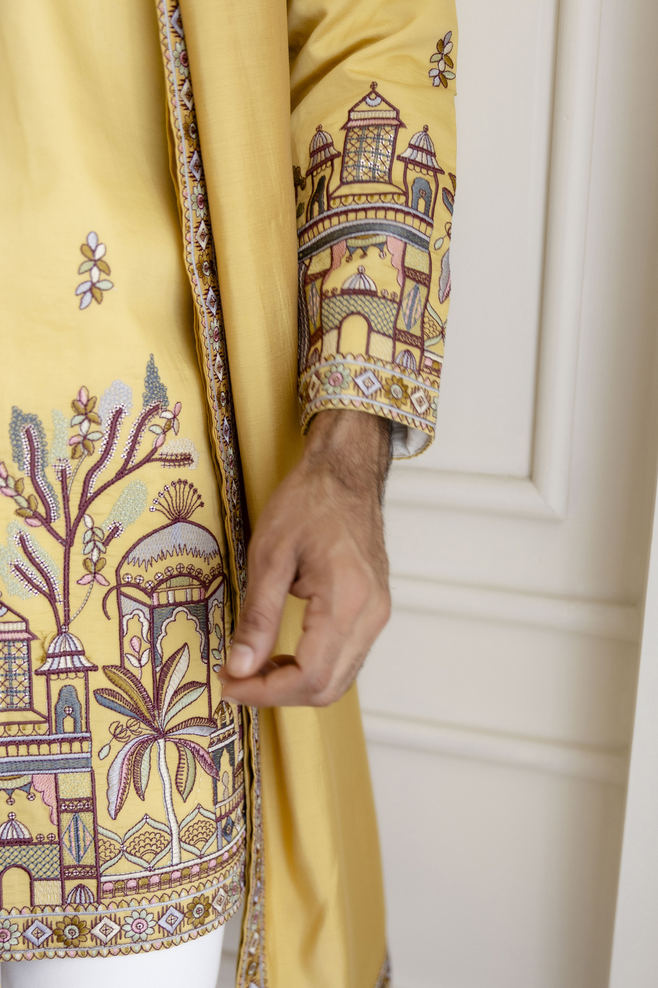 Embroidered Kurta With Dupatta In yellow