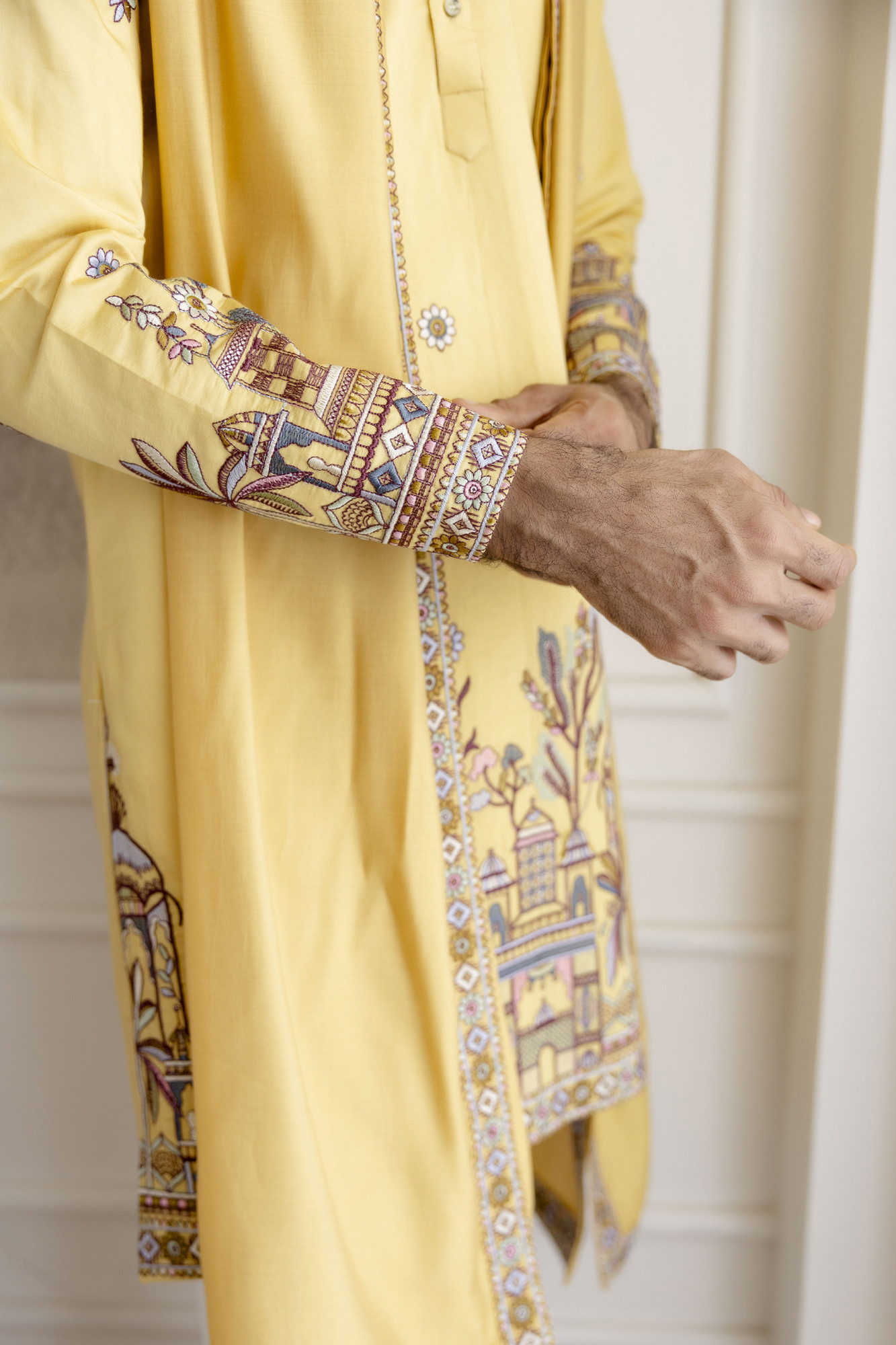 Embroidered Kurta With Dupatta In yellow