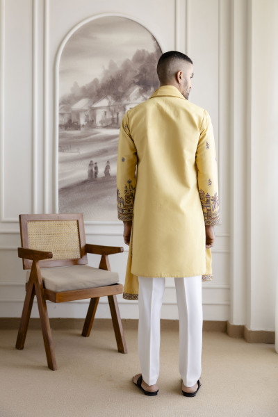 Embroidered Kurta With Dupatta In yellow
