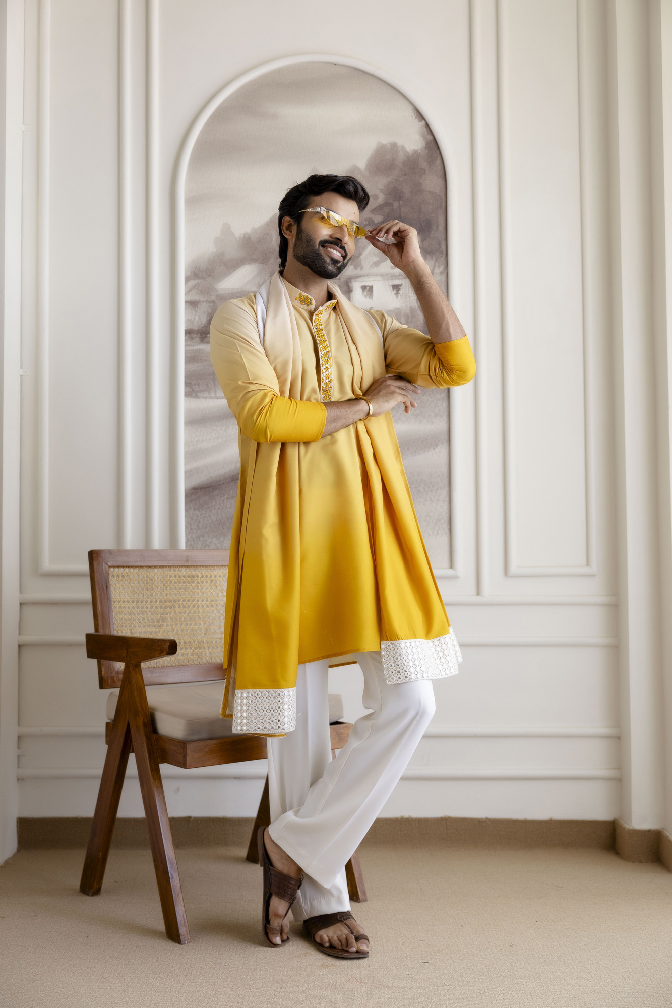 Ombre Kurta With Dupatta In Yellow