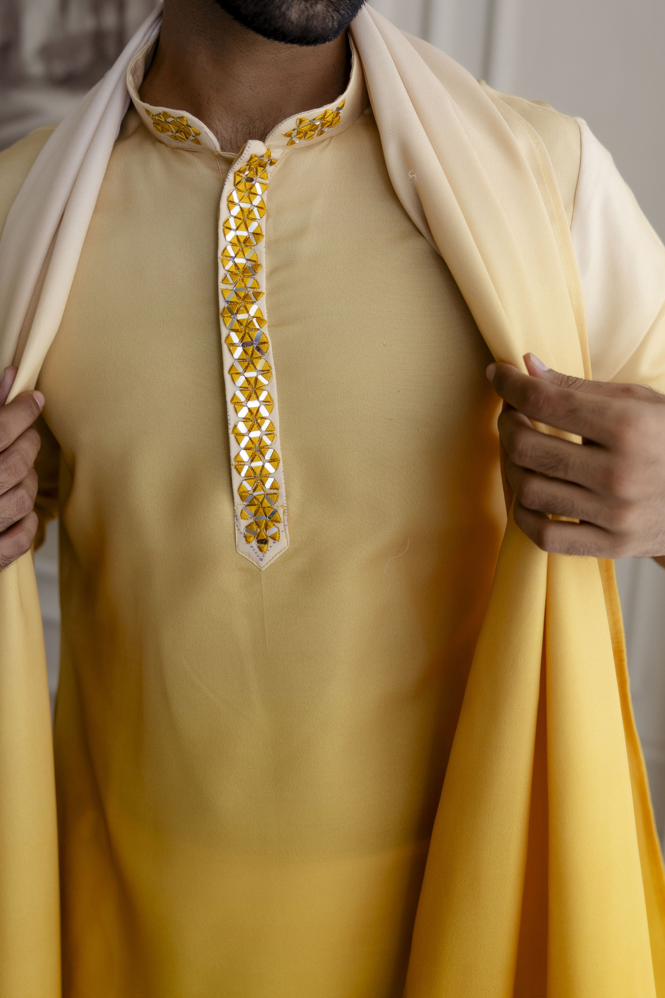 Ombre Kurta With Dupatta In Yellow