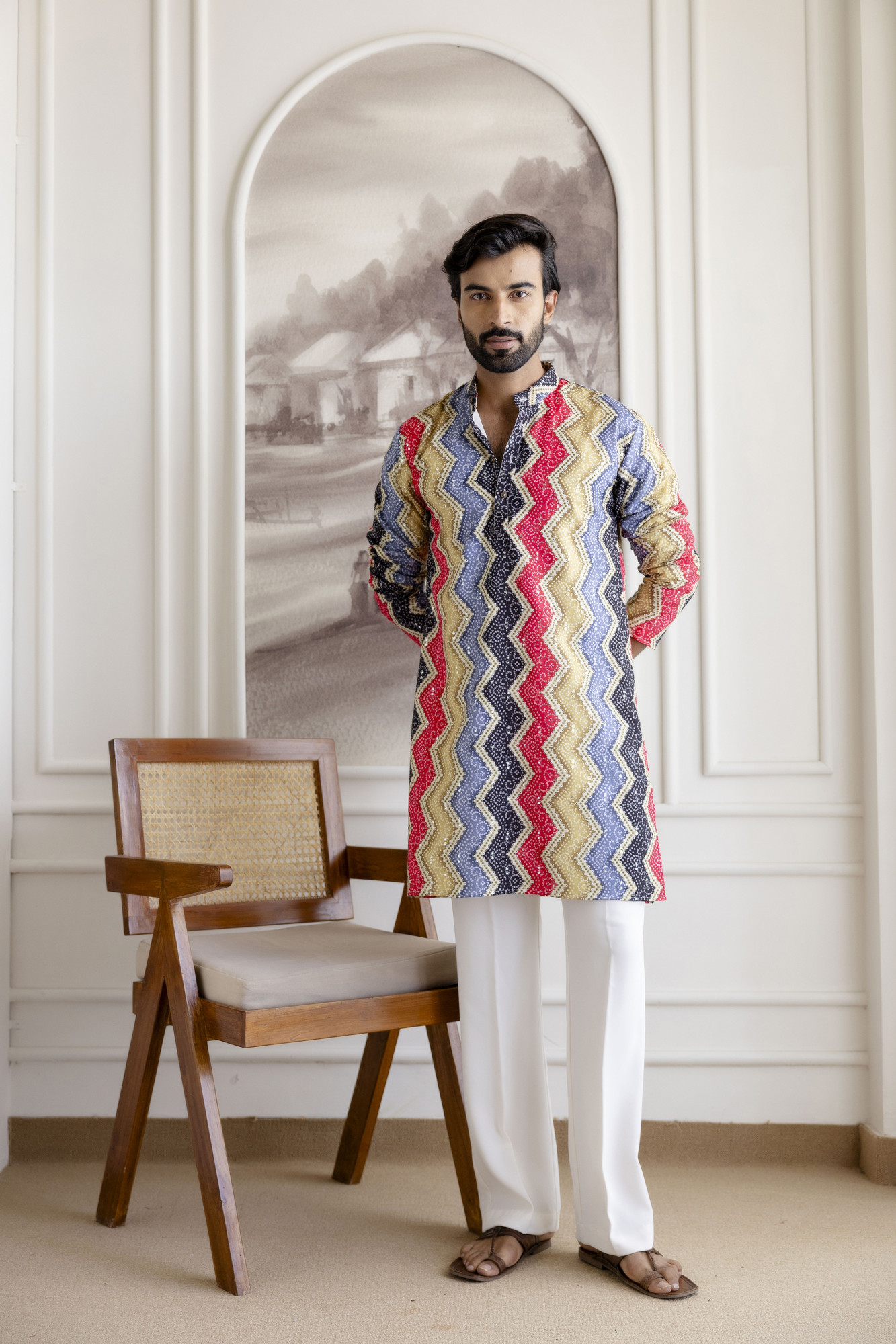 Zic Zac Striped Multicolor Kurta